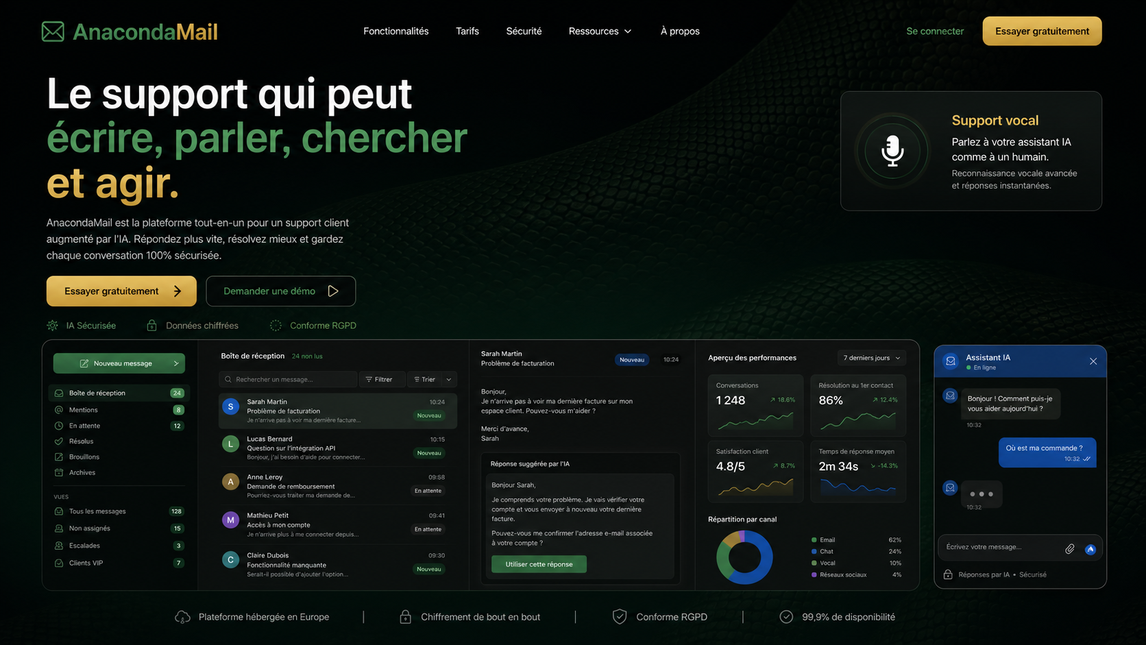 07 · AnacondaMail dark home AI-generated dark AnacondaMail homepage mockup with subtle anaconda background