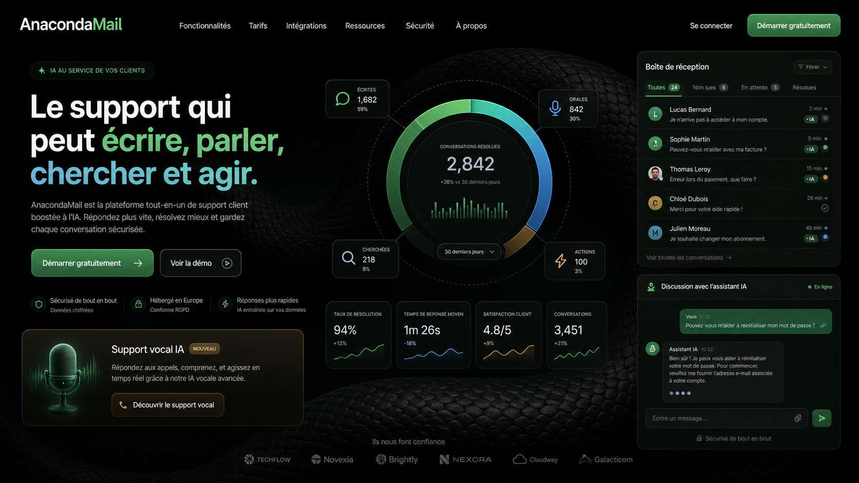 13 · AnacondaMail dark home AI-generated dark AnacondaMail homepage mockup with subtle anaconda background