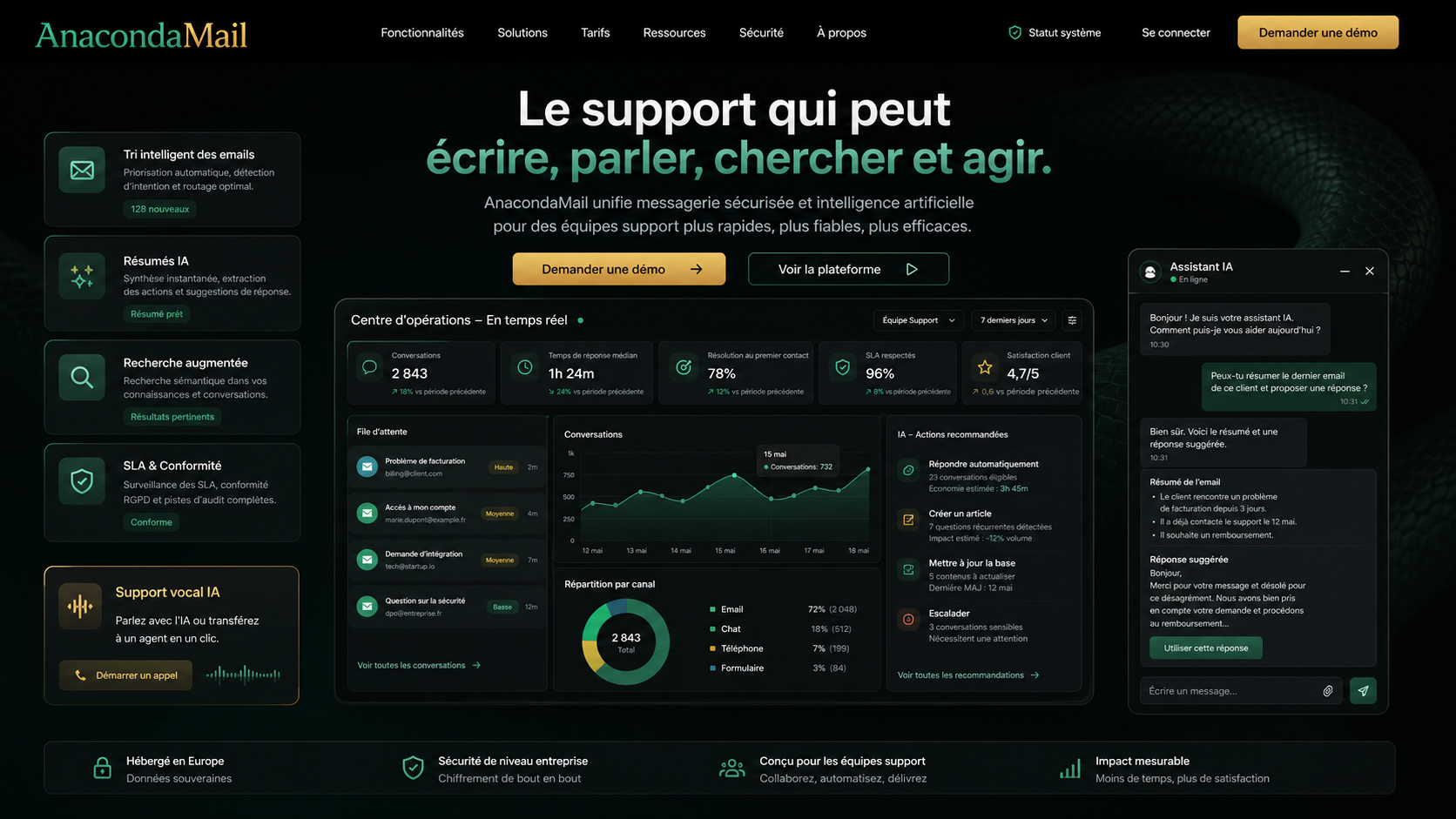 18 · AnacondaMail dark home AI-generated dark AnacondaMail homepage mockup with subtle anaconda background