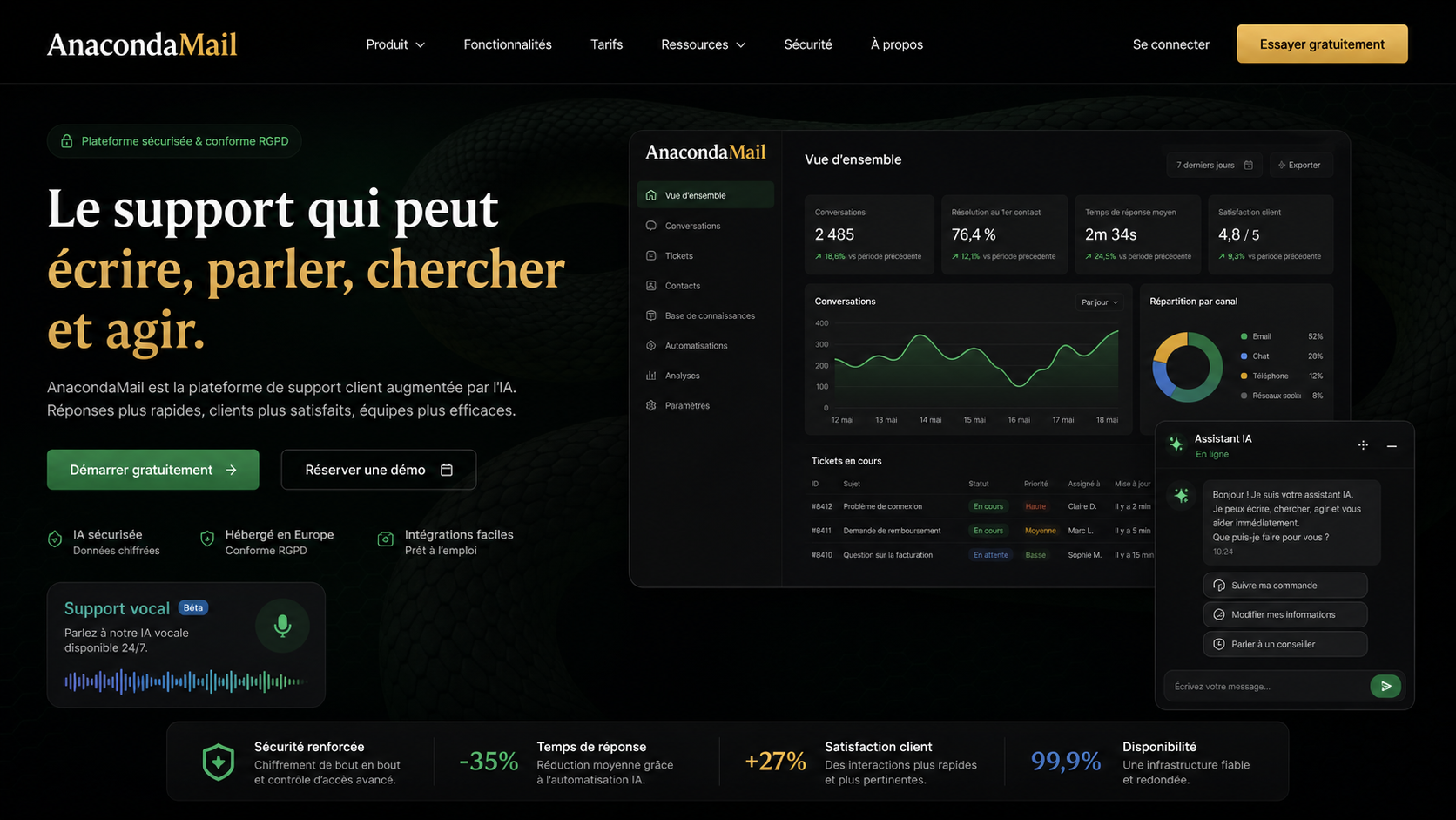 20 · AnacondaMail dark home AI-generated dark AnacondaMail homepage mockup with subtle anaconda background